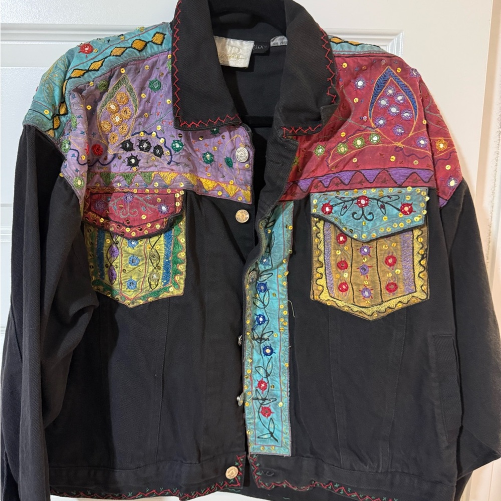 Black Jacket with Multicolor Embroidery -Read description